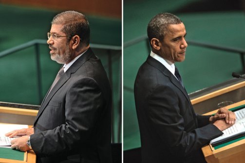أوباما رئيس الولايات المتحدة - محمد مرسي رئيس مصر السابق